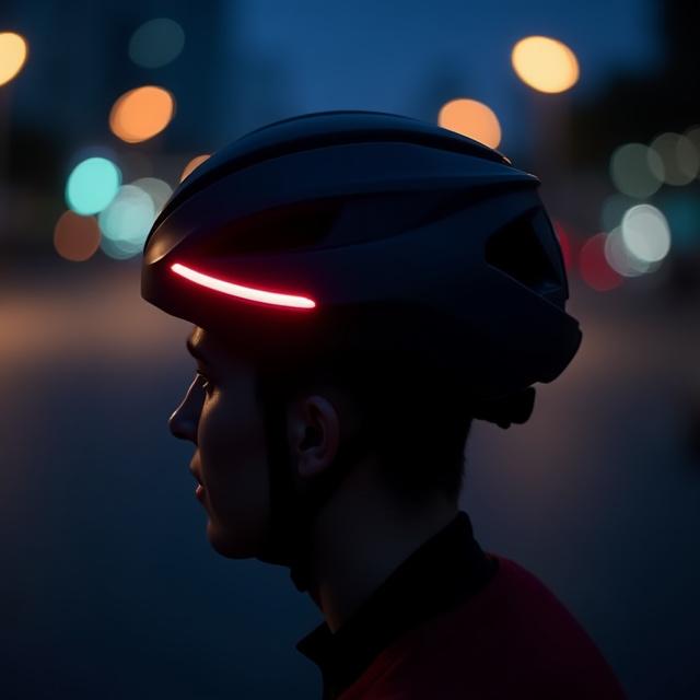 Casque de vélo urbain avec des lumières LED allumées.