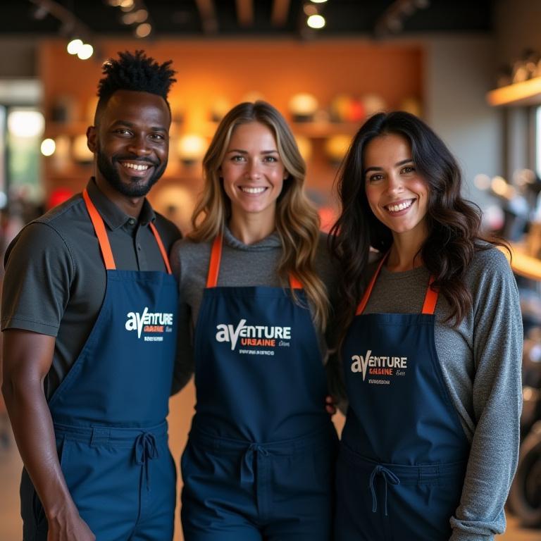 L'équipe souriante d'Aventure Urbaine dans leur magasin à Paris.